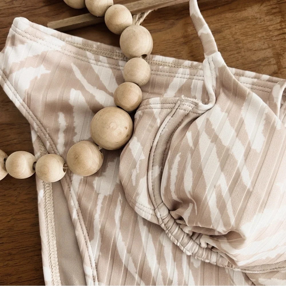 NEUTRAL PRINT TWO PIECE BIKINI SET #0342 - Picture 4 of 12